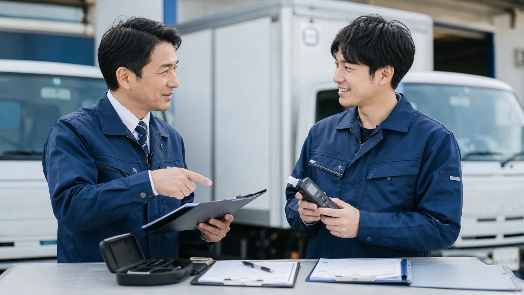 法令対応の確認を行う車両管理担当者