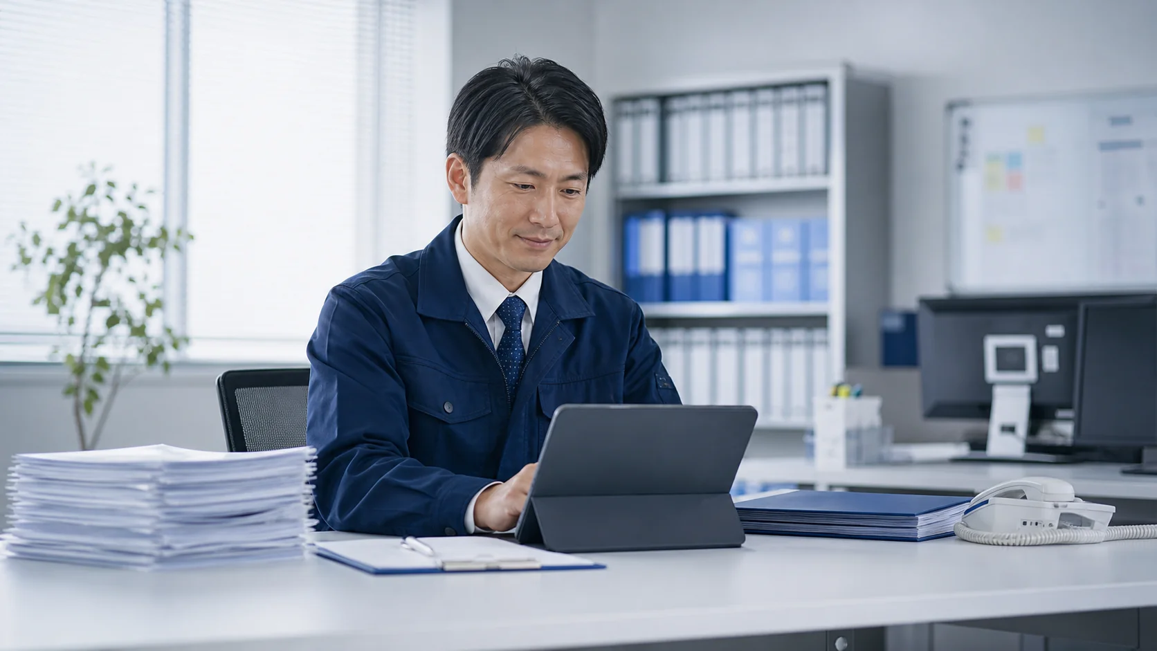 日報作成を確認する車両管理担当者