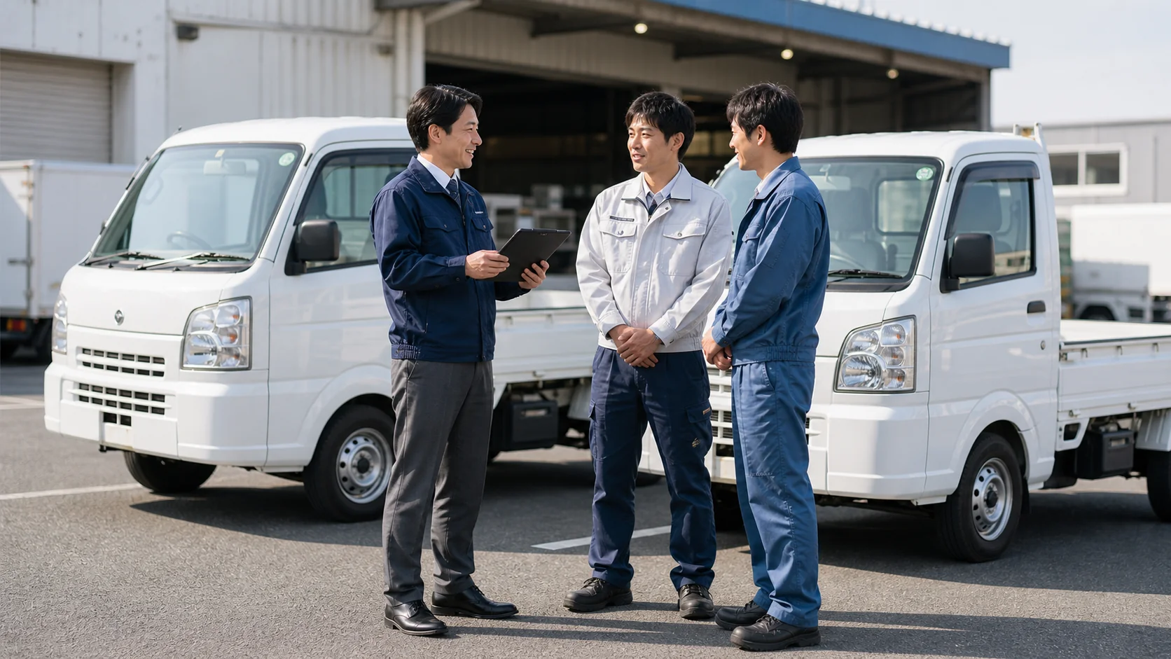 白い軽トラと運行管理者